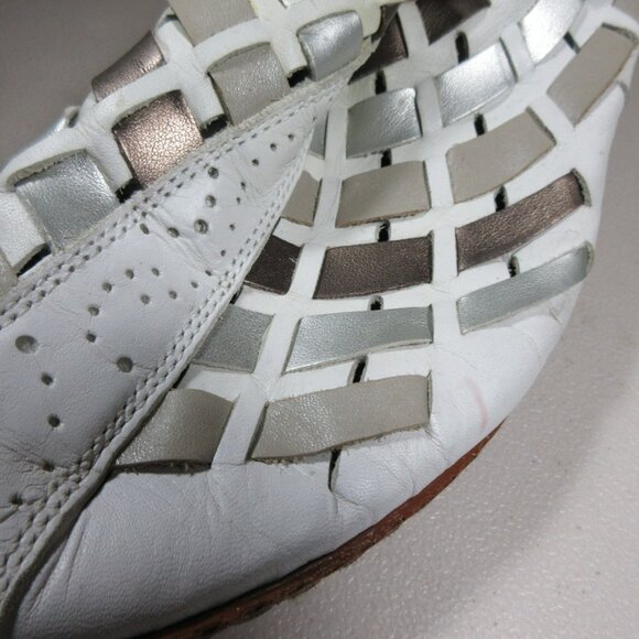 Reiker womens white gray silver Juliane wedge leather sandals 7.5 M 38 - Picture 6 of 10